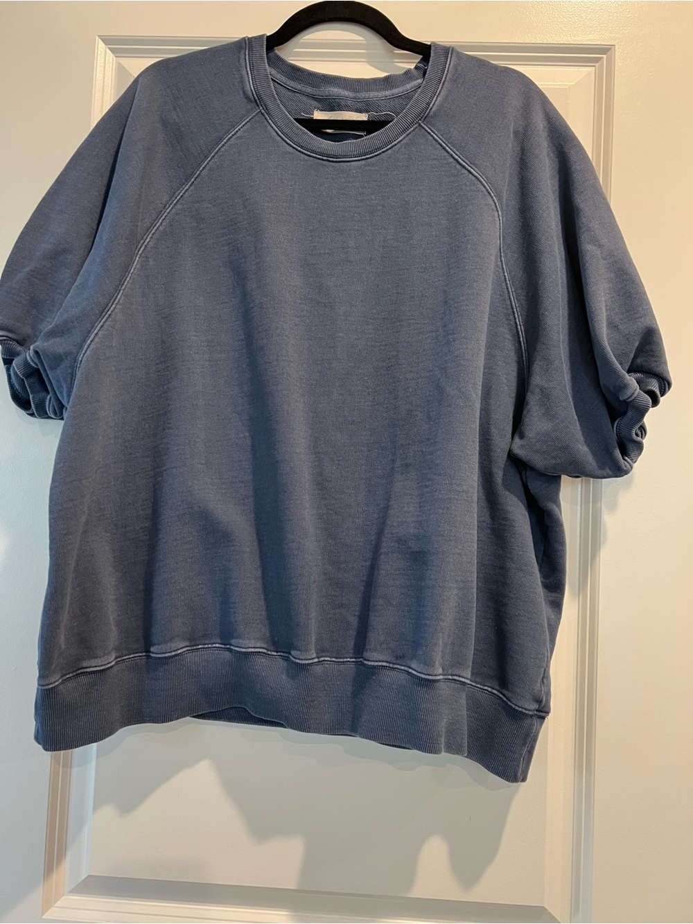 Free People Washed Blue/Indigo Short Sleeve Crewneck Sweatshirt